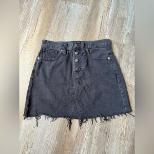 Madewell Rigid Denim Skirt Mini Skirt Festival Whimsical Goth Black Gray Size 26